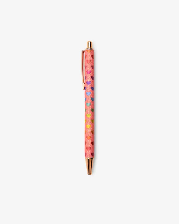 Kuglepen glimmerhjerte Orange