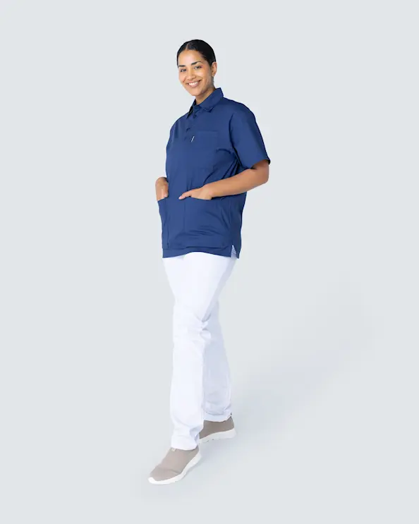 Almedahls Navy Blå Busseronne med Krave Unisex