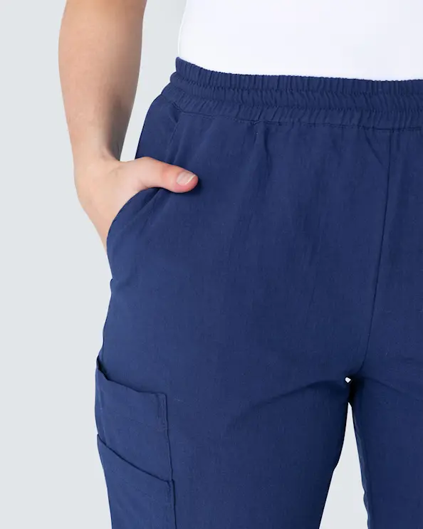 Almedahls Navy Crinkled Opsmøgelig Bukser Dame