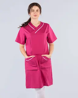 Almedahls Fuchsia/Hvid Kjole