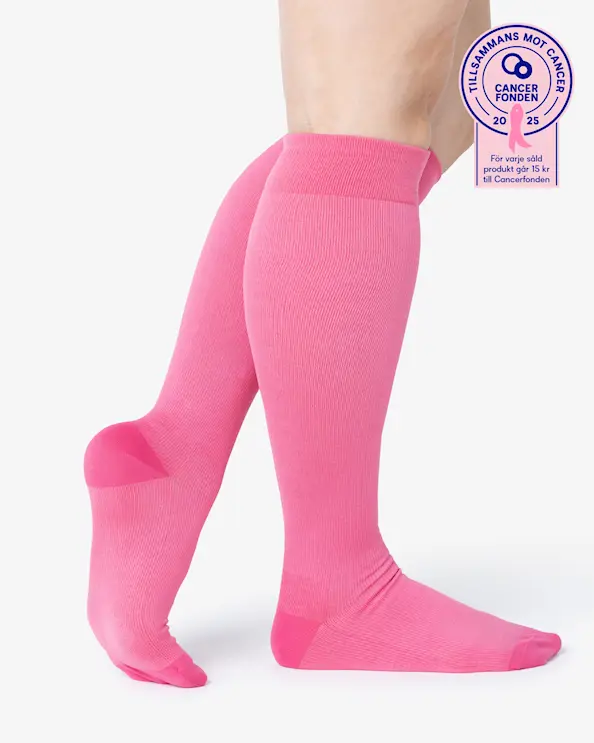 Beez Støttestrømpe Bred Legg Rosa