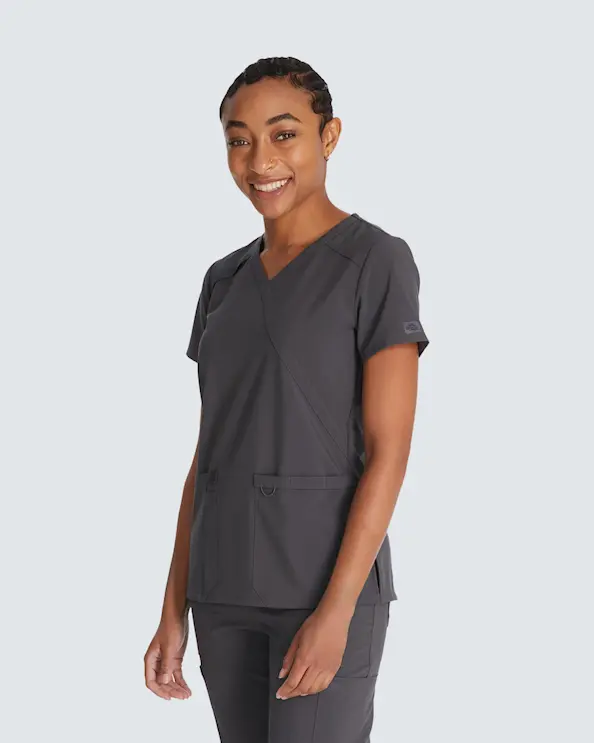 Dickies Mock Wrap Top Graphite