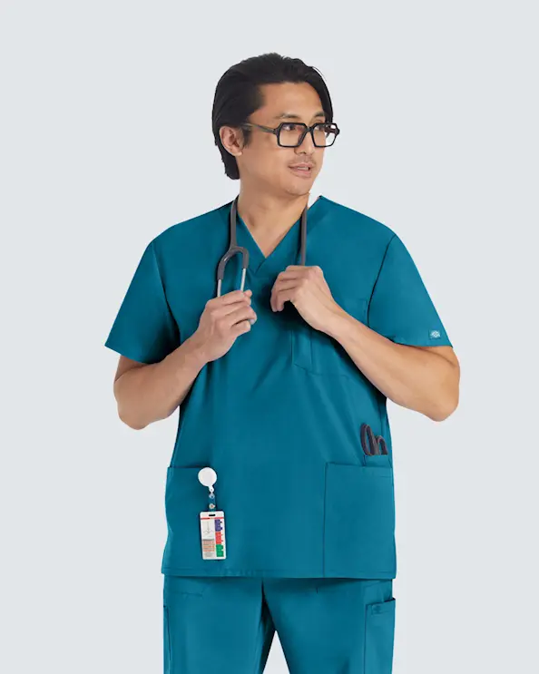 Dickies Busseronne med v-hals til herrer caribbean blue