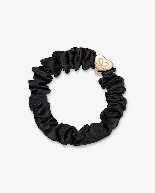 byEloise Scrunchie Gold Heart   Svart