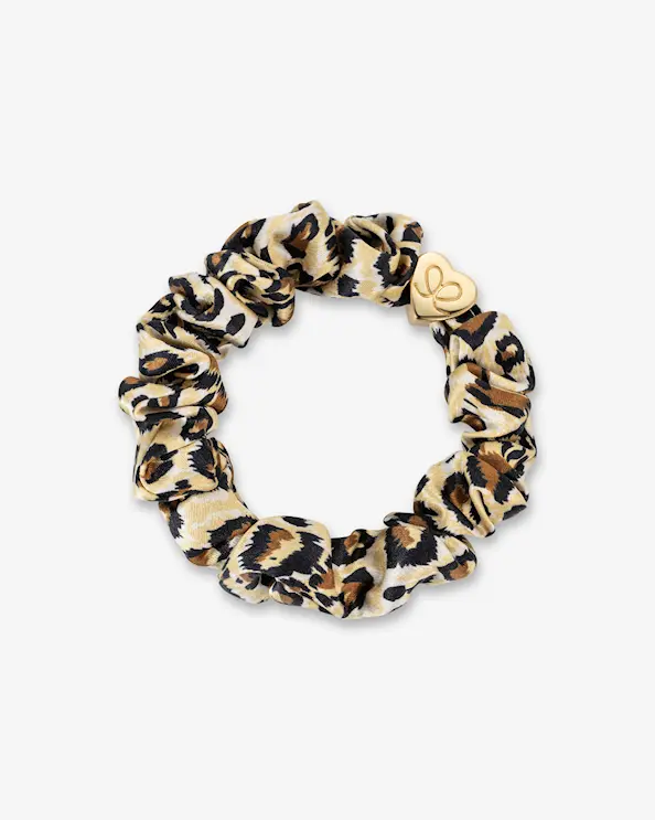 byEloise Scrunchie Gold Heart   Leopard
