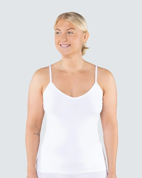 Tanktop Ellen Bambus V-hals Hvid