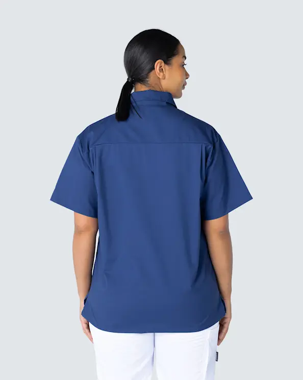 Almedahls Navy Blå Busseronne med Krave Unisex