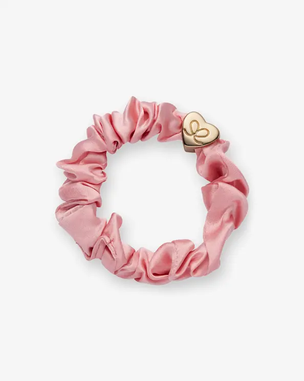 byEloise Scrunchie Gold Heart   Ljusrosa