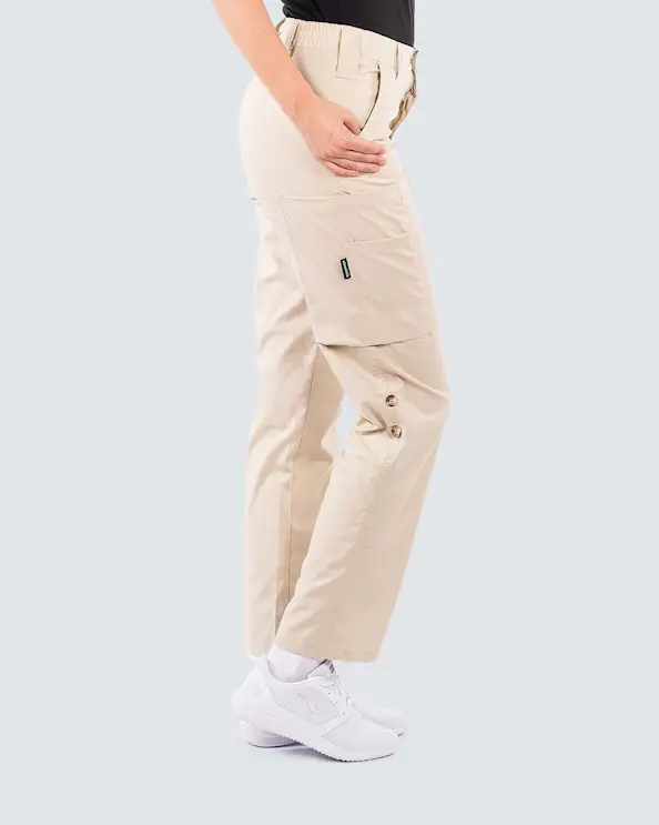Almedahls Khaki Oppbrettbar Bukse Dame