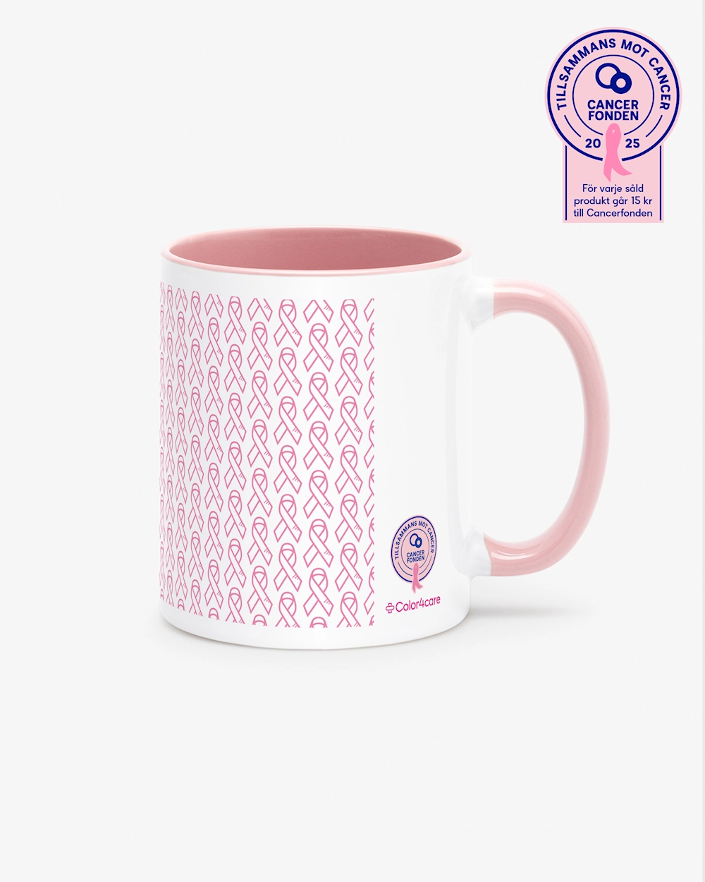 Krus Rosa sløyfe Hvit